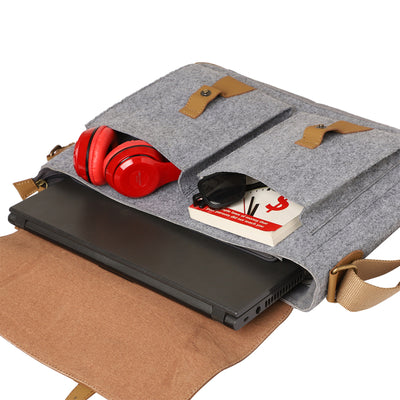 Mona B Unisex Canvas Messenger Crossbody Laptop/Tablet/MacBook Bag: Arctic Light Grey