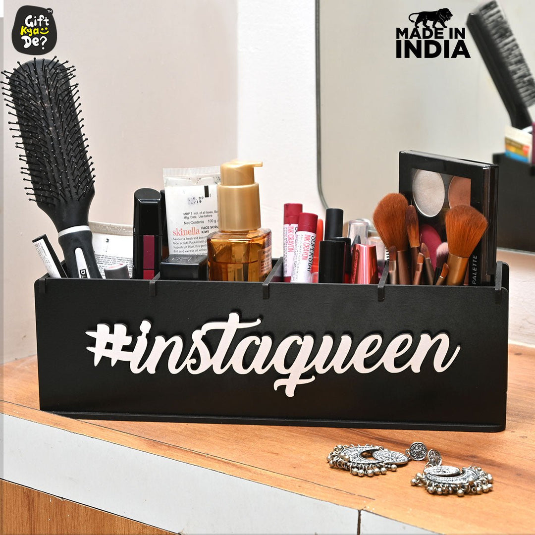 Gift Kya De Makeup Box Organizer For Girls | 4 Compartment Makeup Storage Box | Unique Gifts For Girls | Cosmetic Organizer