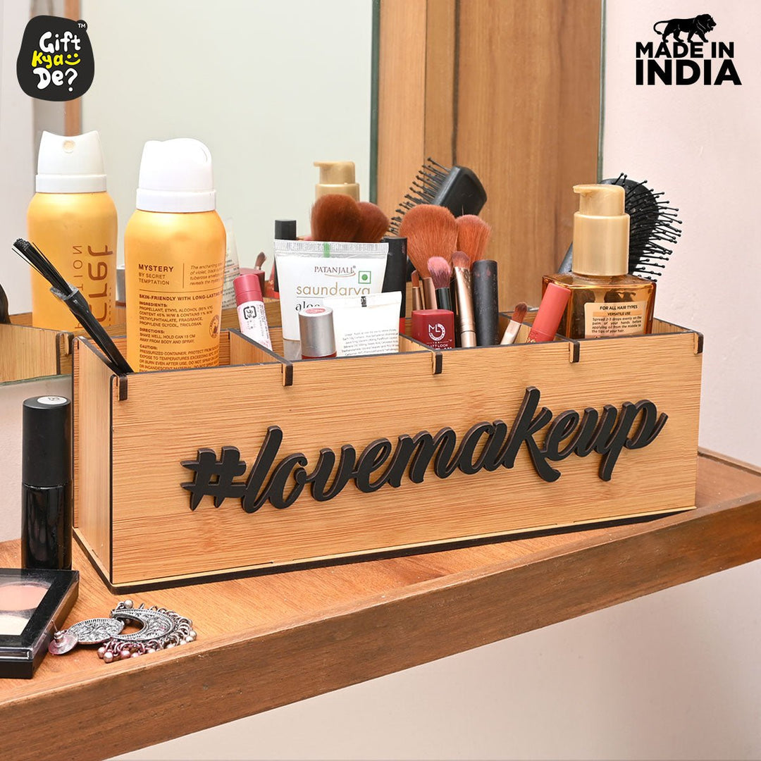 Gift Kya De Makeup Box Organizer For Girls | 4 Compartment Makeup Storage Box | Unique Gifts For Girls | Cosmetic Organizer