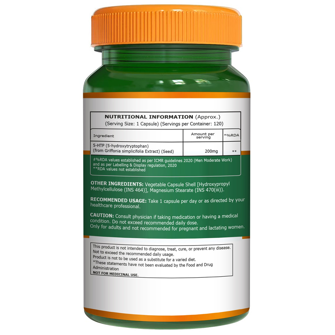 5-HTP 200 mg from Griffonia simplicifolia Extract | Neurotransmitter Support | 120 Tablets