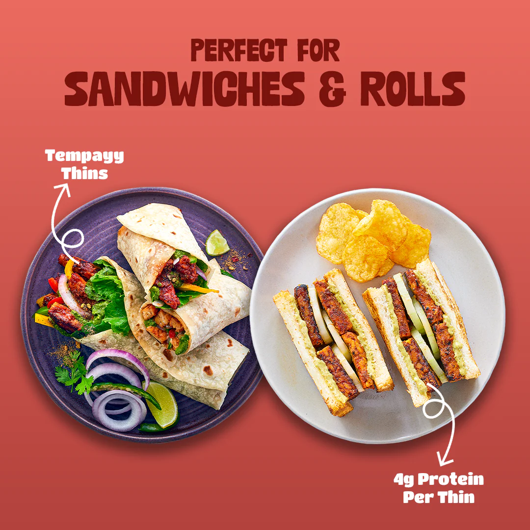 Hello Tempayy Tandoori Tempeh Thins-Protein Rich, Heat & Eat - 150 gm