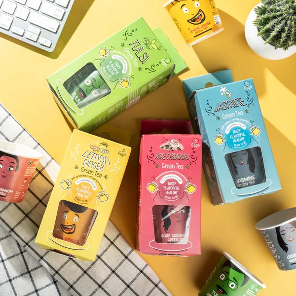 CupJi Green Tea Trial Pack | | Pack of 20 | 210 ml Cups