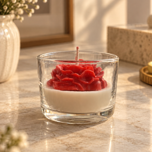 Rose Rouge – Floral Scented Candle in Glass