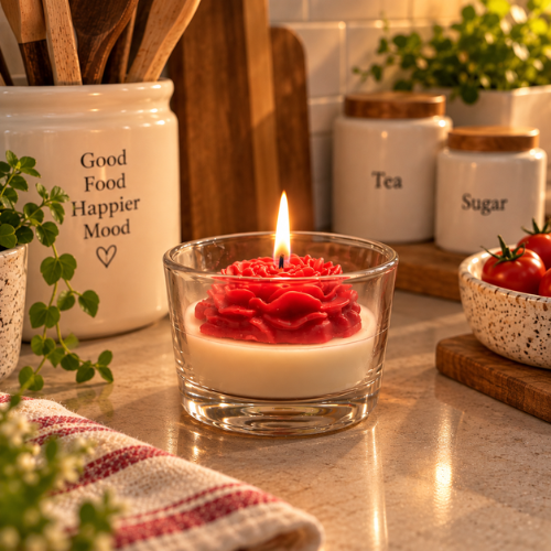 Rose Rouge – Floral Scented Candle in Glass