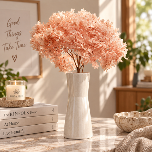 Peche Eternelle – Peach Hydrangea Dried Flower Bouquet
