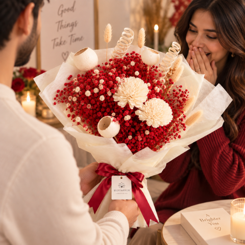 Rouge Amour – Red Dried Flower Bouquet