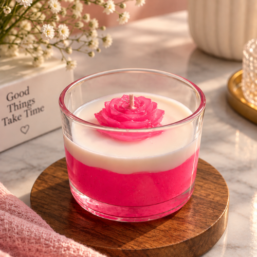 Rose Velours – Layered Pink Rose Scented Candle