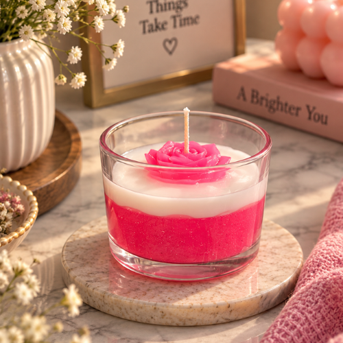 Rose Velours – Layered Pink Rose Scented Candle
