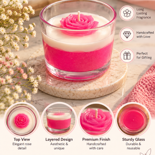 Rose Velours – Layered Pink Rose Scented Candle