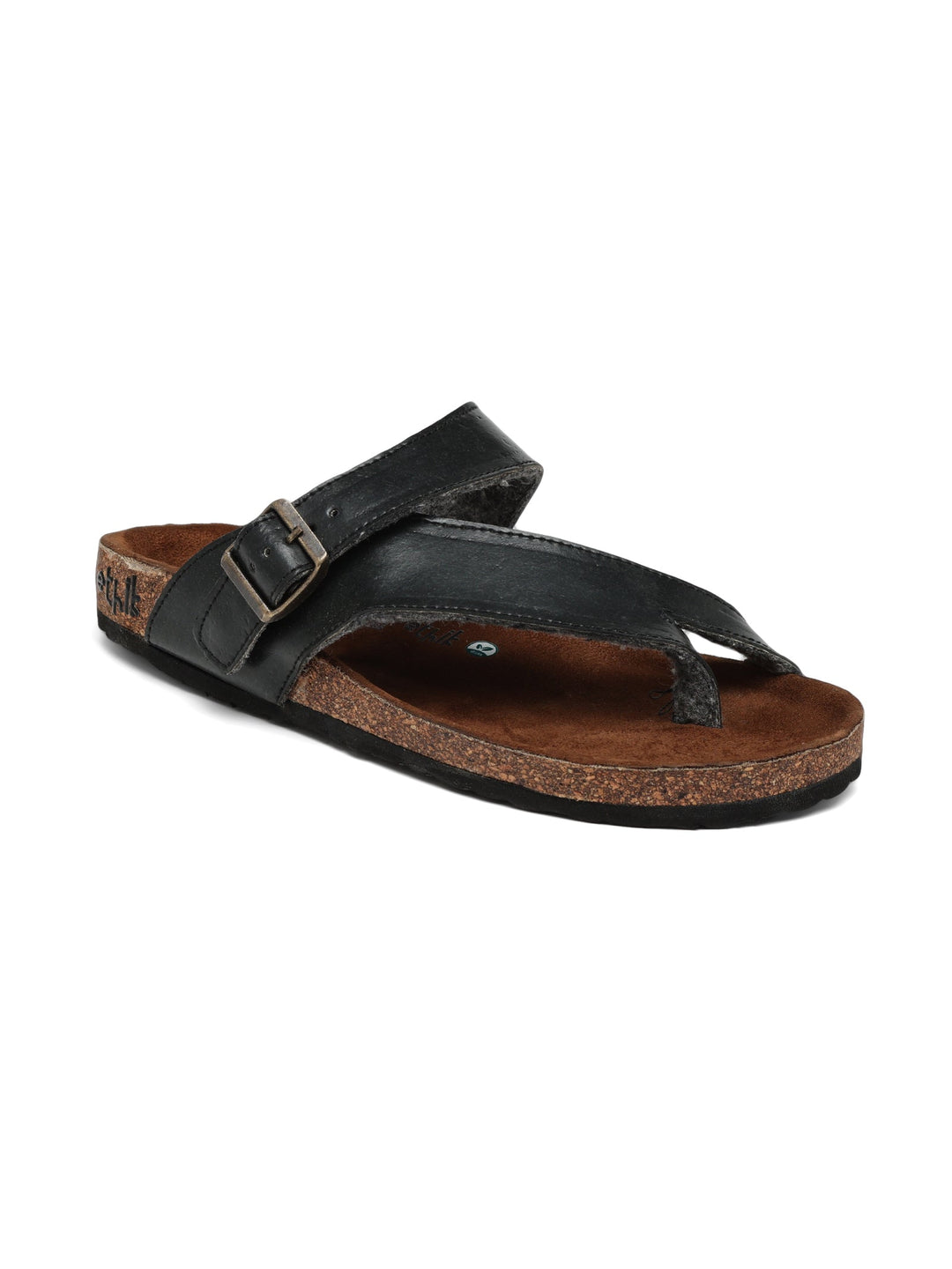 TUSK Black Cross-Strap Cork Footbed Sandals