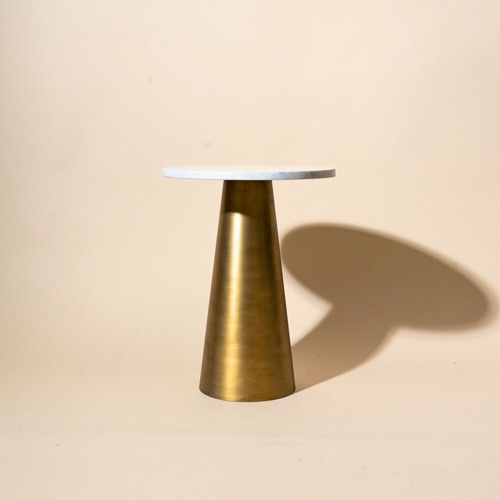 Muun Home White Marble Table with Gold Base
