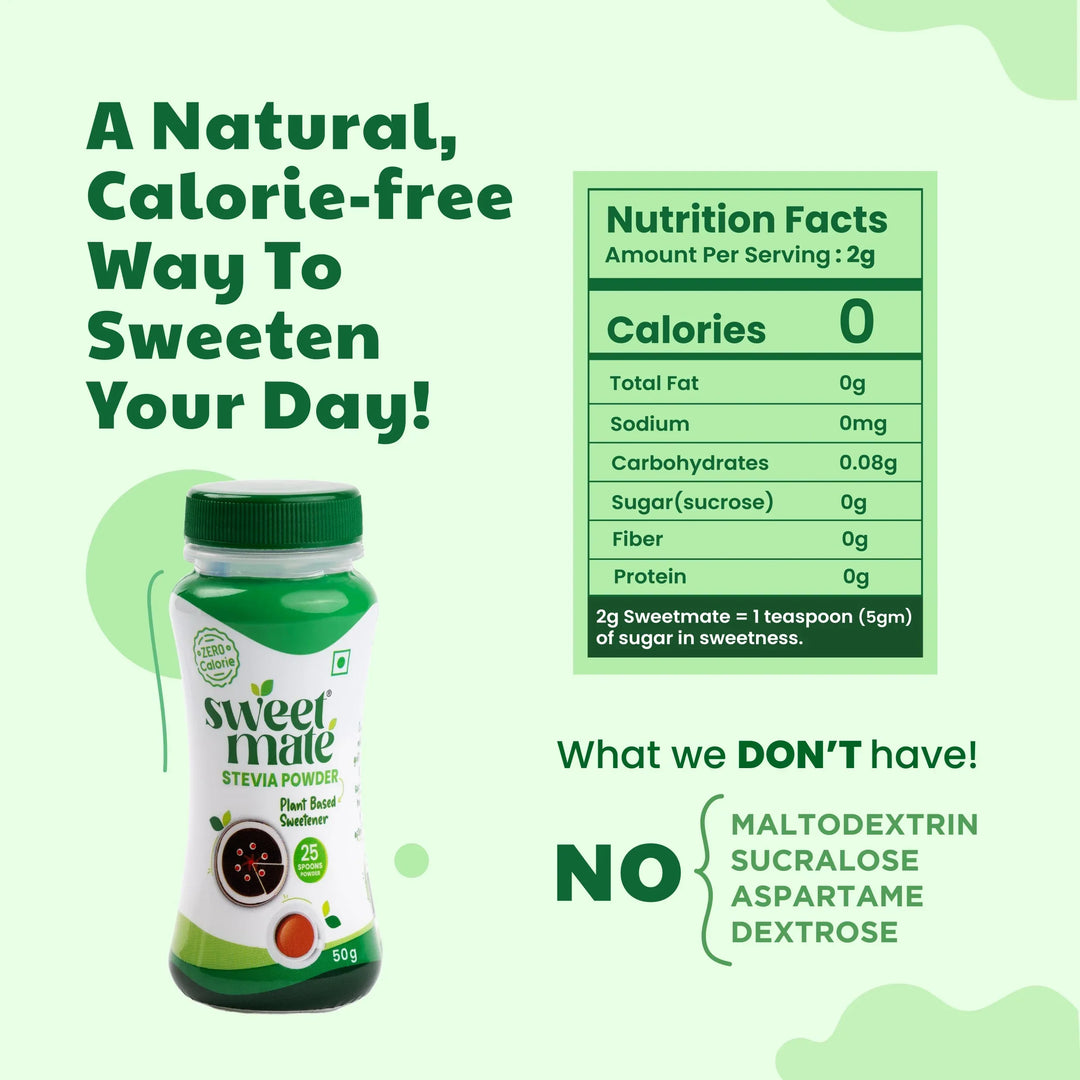 Sweetmate Stevia Zero Calorie Sugar Replacer Powder 50 gm