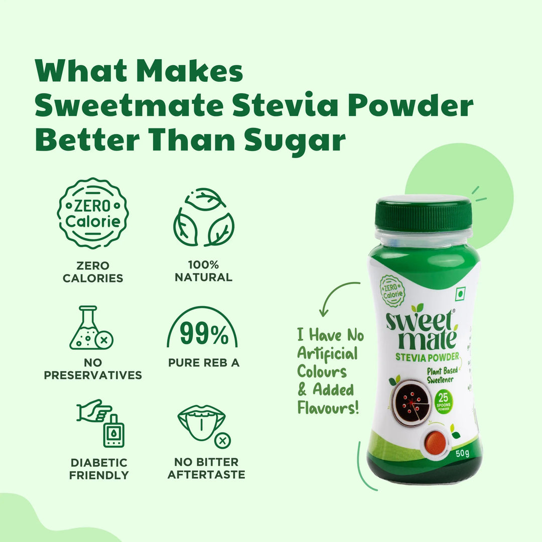 Sweetmate Stevia Zero Calorie Sugar Replacer Powder 50 gm