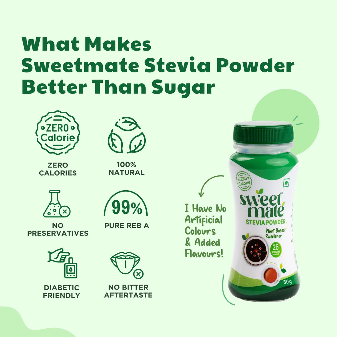 Sweetmate Stevia Zero Calorie Sugar Replacer Powder 50 gm
