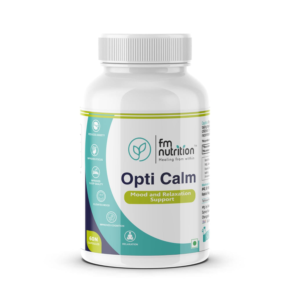 FM Nutrition Opti-calm I Relaxation & mood support I Anxiety Support I L theanine,  5 HTP, GABA, Passiflora, Ashwagandha, Magnesium Glycinate,  Valerian root