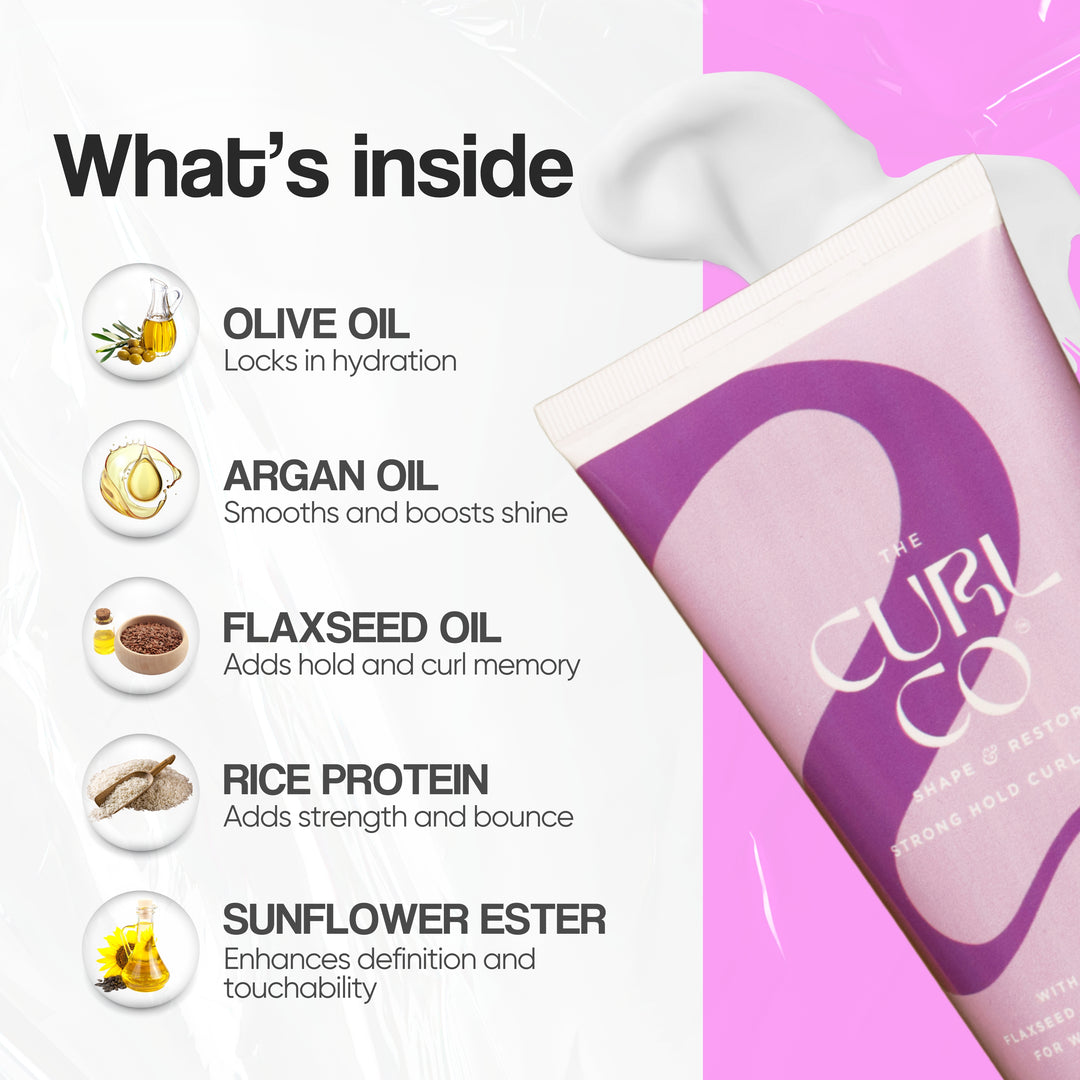 The Curl Co Shape & Restore Strong Hold Curl Cream for dry & Frizzy Hair, 150 G