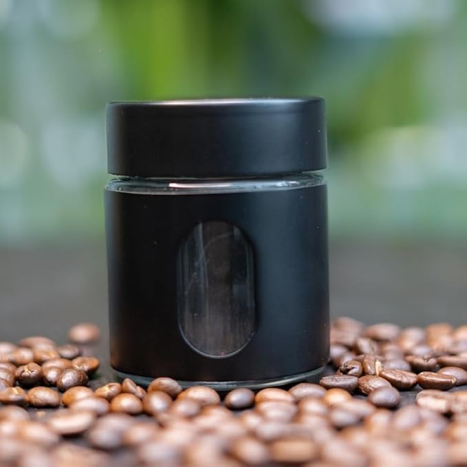 The Bean Co Roasters Mini Canister | 125 ML Capacity | Stainless Steel and Glass | Airtight Mini Coffee Canister