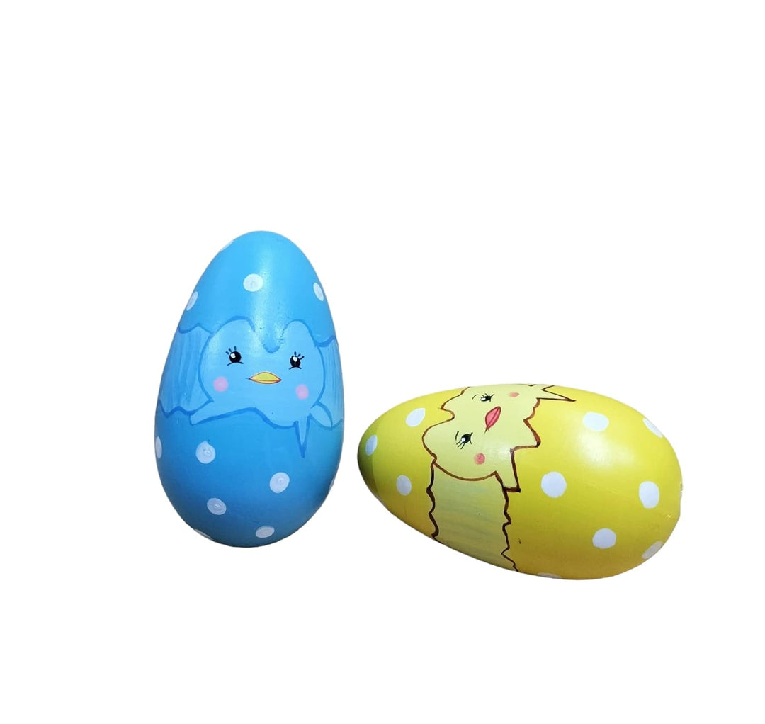 Channapatna Toys Wooden Egg Shakers, Set of 2 - Colourful Musical Instrument Rattle Toy for Baby and Kids (0-3 Years) - Non-Toxic, Hold and Shake Toy - Discover Sounds, Develops Sensory Skills