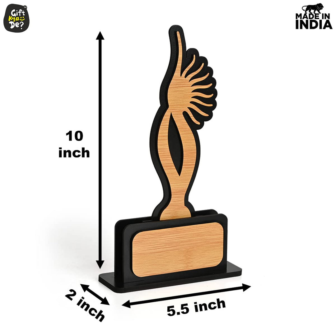 Gift Kya De Momento Awards and Trophy for Winner, Beautiful Black and Bamboo Design with Wooden Cutwork, Easy Print and Sticker Paste Your Matter, Eco Friendly Corporate Gifts (Size 10x6)