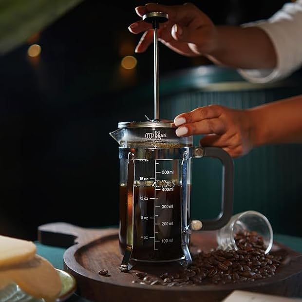 The Bean Co Roasters French Press Coffee Maker 600 ml | Heat Resistant Borosilicate Glass