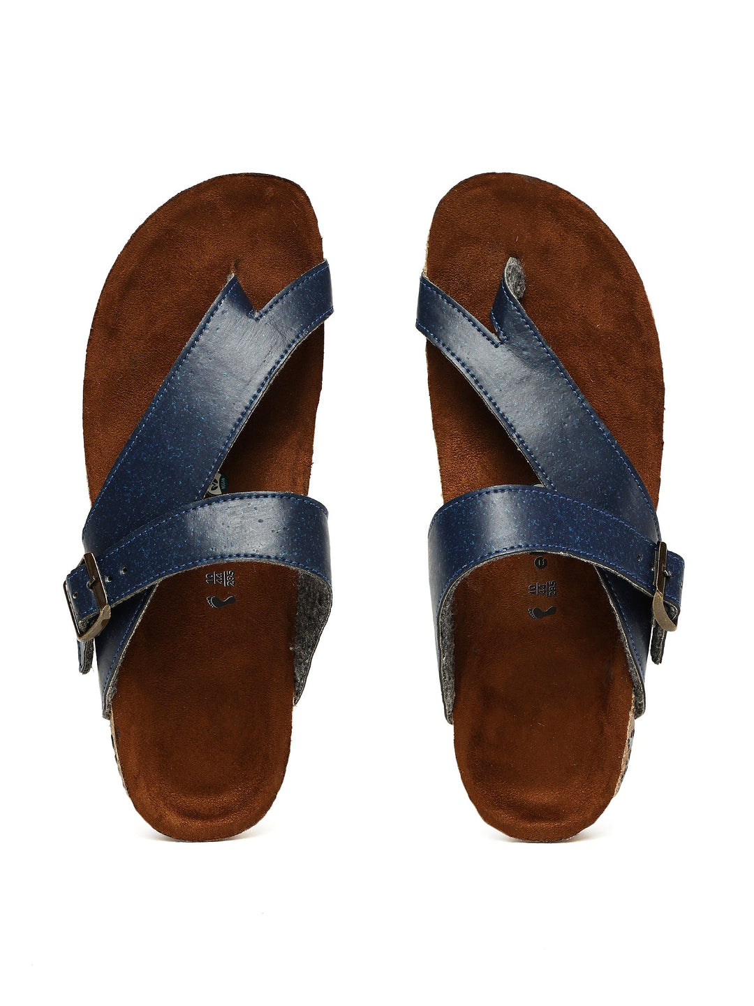 TUSK Navy Blue Cross-Strap Cork Footbed Sandals