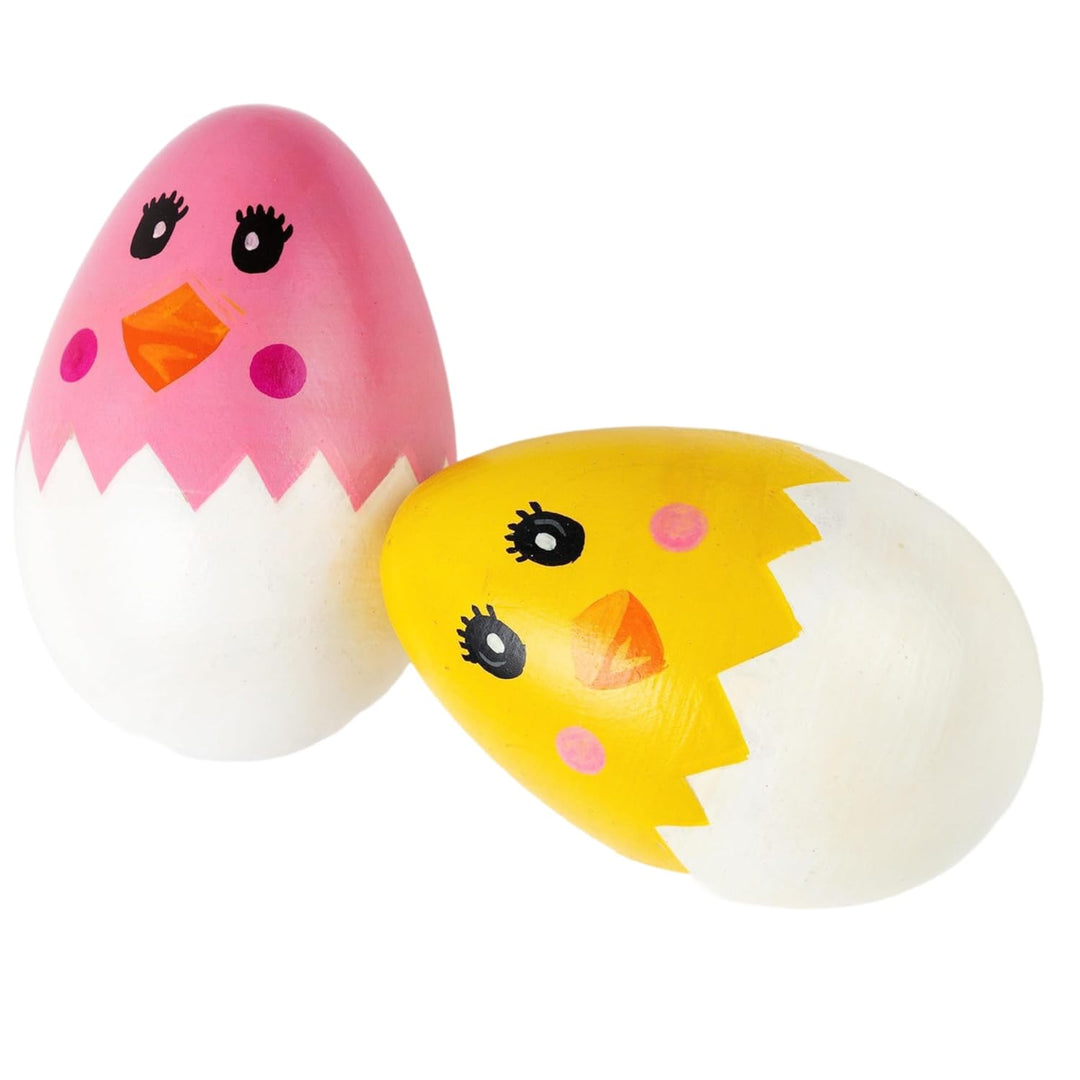 Channapatna Toys Wooden Egg Shakers Rattles Set of 2 - Colourful Musical Instrument Rattle Toy for Baby and Kids (0-3 Years) - Non-Toxic, Hold and Shake Toy