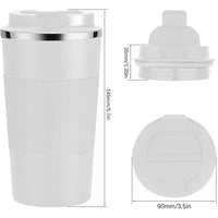 The Bean Co Roasters Coffee Travel Mug | 380 ML | Double Walled Stainless Steel Vacuum Insulated (White)