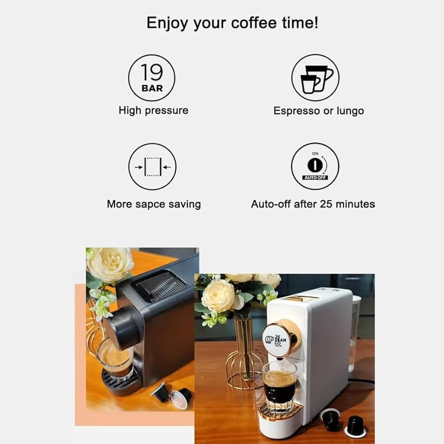 The Bean Co Roasters Coffee Capsule Machine | Espresso Coffee Maker | 19 Bar Pressure