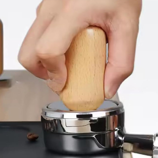 The Bean Co Roasters Coffee Tamper | Wooden Handle | 58 mm | Coffee Powder Pressing Tamping Tool