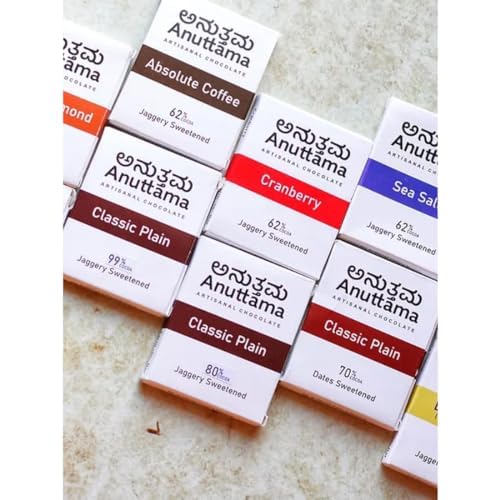 ANUTTAMA Mini Bars - 10 Assorted  Chocolate Bars - Pack of 10 - 20 gm Each