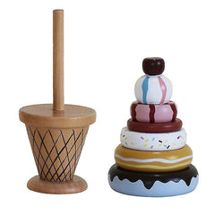Channapatna Toys Organic Wooden Ice Cream Stacking Toy for Kids - (1 Year+) - Montessori Toys for Toddlers 1-3 Years Old and Up - Multicolor - Pack of 1 - Develop Fine Motor Skills