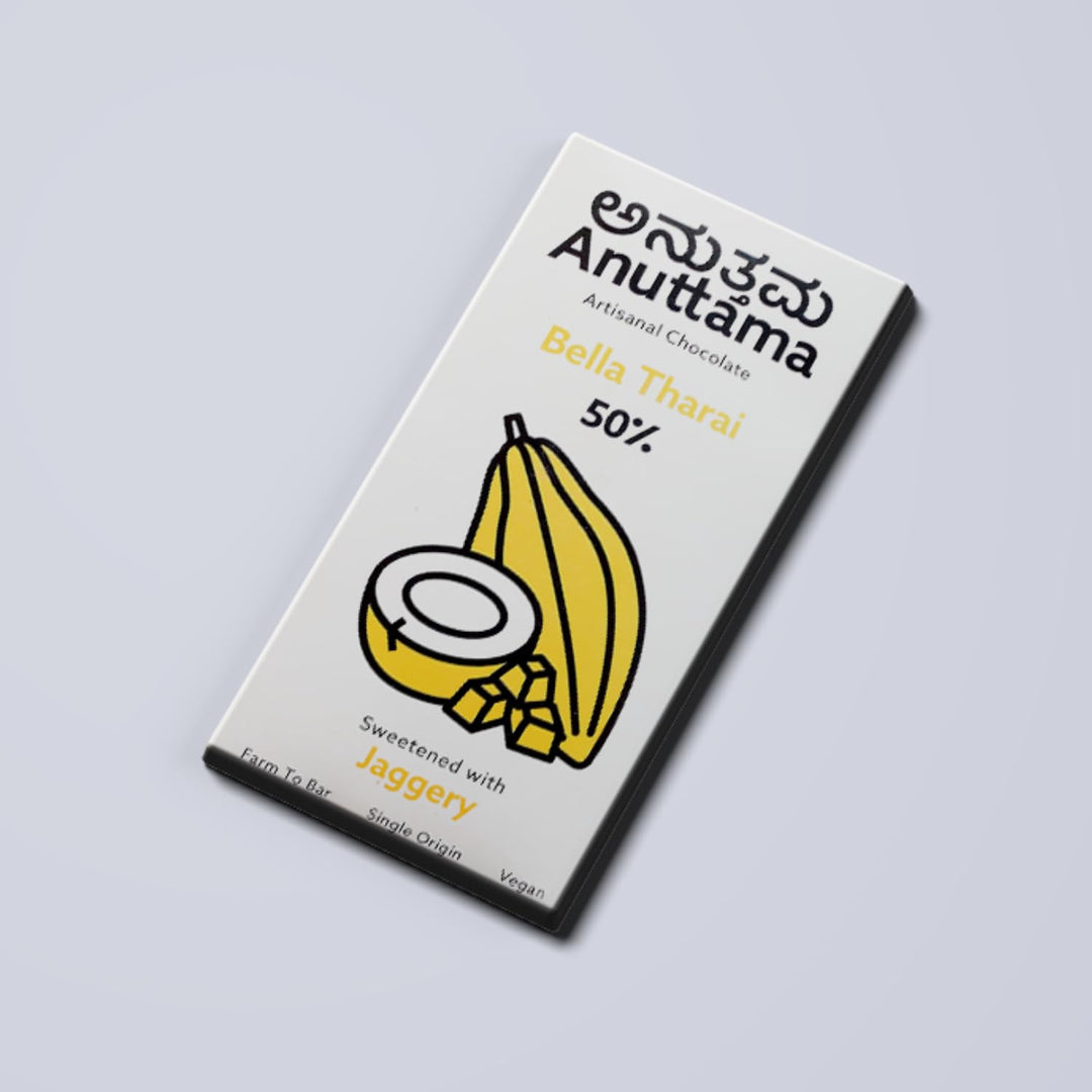 ANUTTAMA Bella Tharai Dark Chocolate - 50% Cocoa - Vegan Dark Chocolate 50 gm