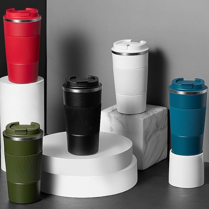 The Bean Co Roasters Coffee Travel Mug | 380 ML | Double Walled Stainless Steel Vacuum Insulated (White)