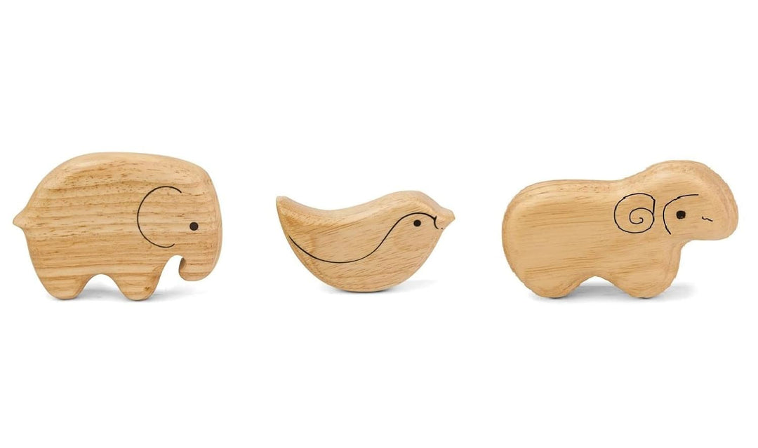 Channapatna Toys Wooden Animals Shakers Rattle Toys, Set of 3 -Musical Instrument Rattle Toy for Baby and Kids (0-3 Years) - Non-Toxic, Hold and Shake Toys -Elephant, Bird & Sheep