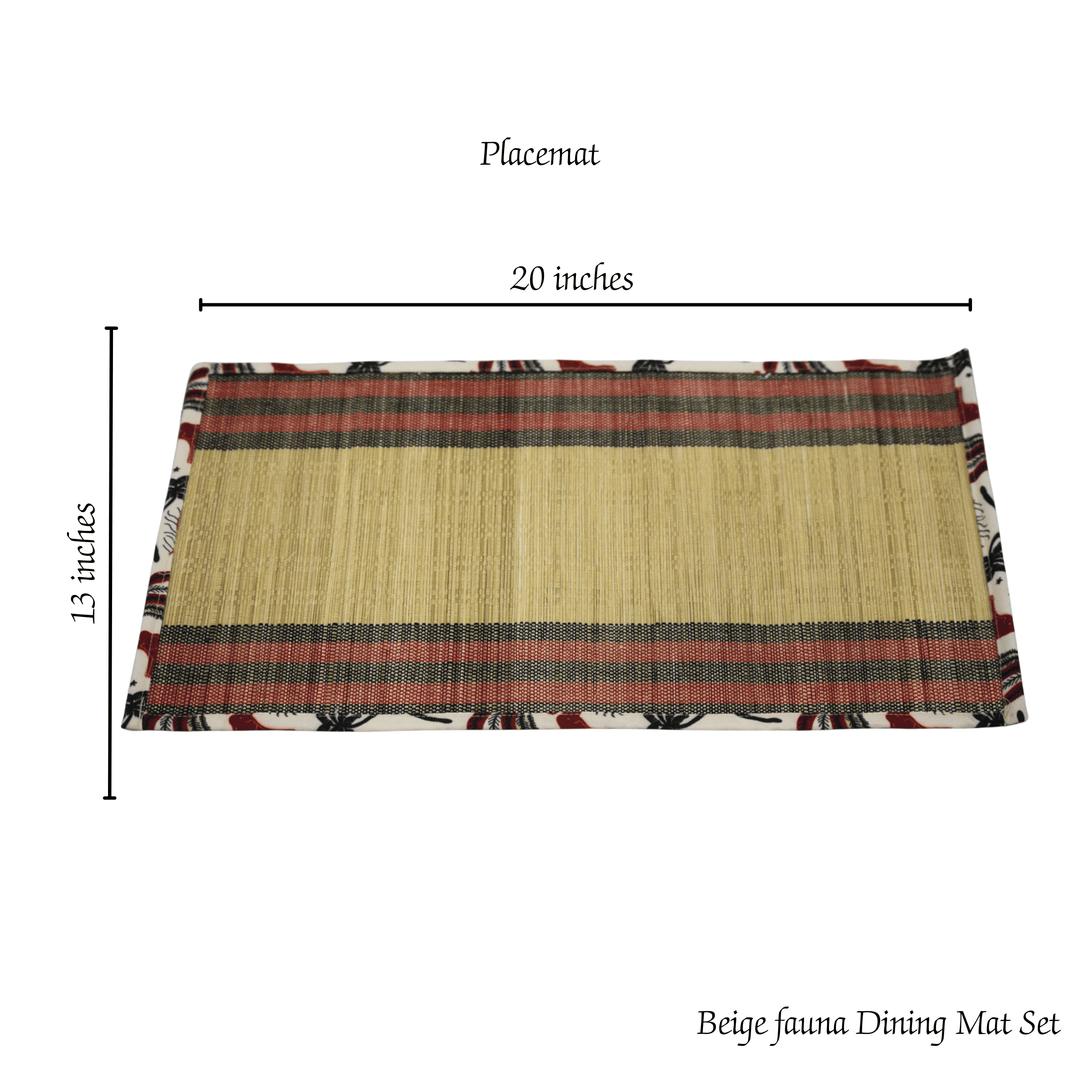 After Wait | Bamboo Placemats – Elephant Print Canvas Edge (Set of 6)