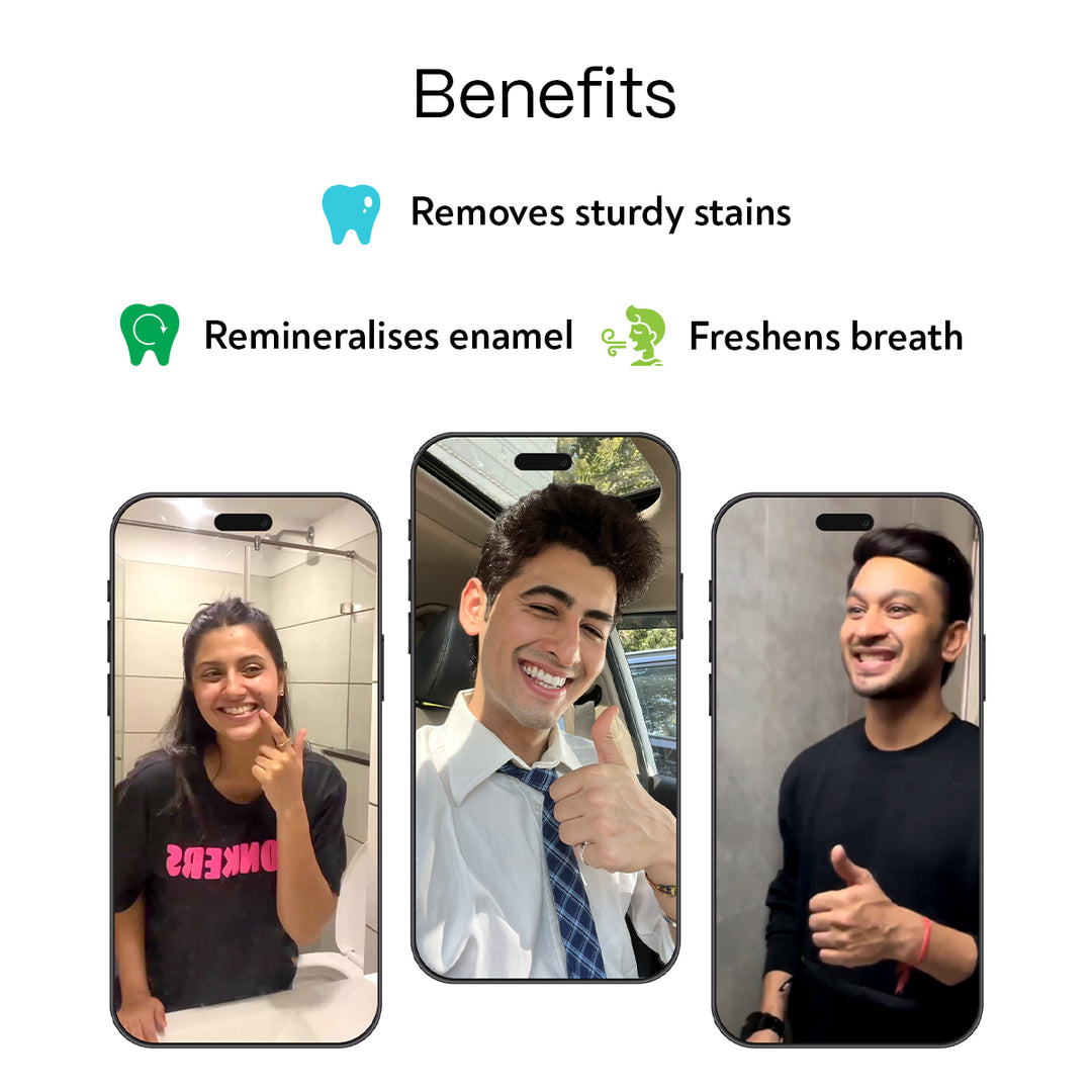 Habbits Whitening Toothpaste (100g) + Teeth Whitening Powder (50g) Combo | 2 Plant-Based Wheat Straw Toothbrush | Long Lasting Freshness | n-HAp & Hyaluronic Acid | Fluoride & Peroxide Free