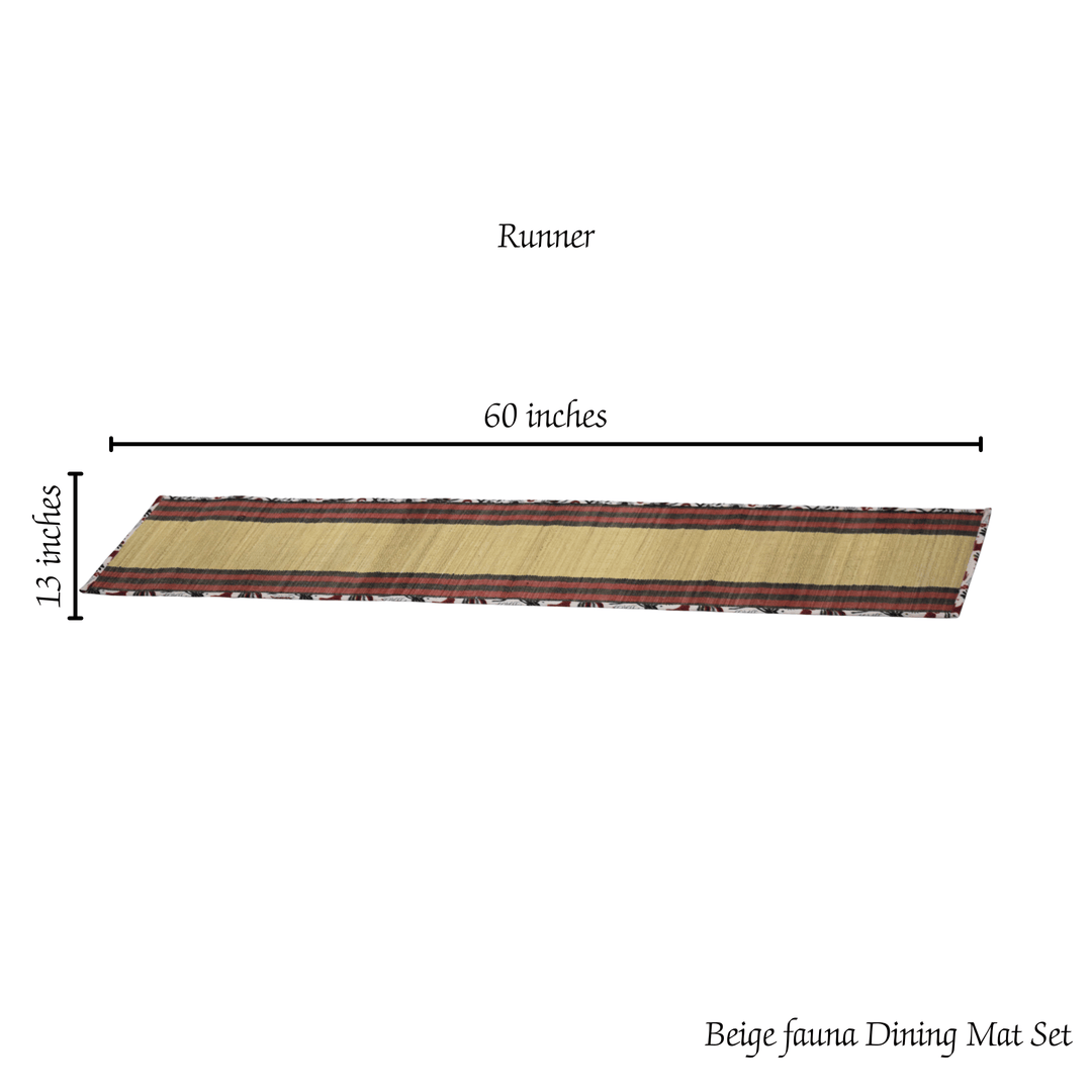 After Wait | Bamboo Table Runner with Placemat - Rustic Elephant Border