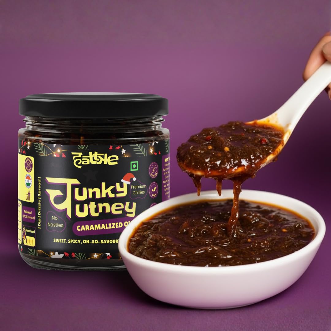 Hattke Chunky Chutney - Caramalized Onion 175g | Homemade Caramelised Onion Chutney (Pyaaz ki Chutney) | 100% Natural Ingredients | Limited Edition