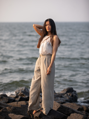 Unborn Studio Natural grey trousers - Wide-leg trousers