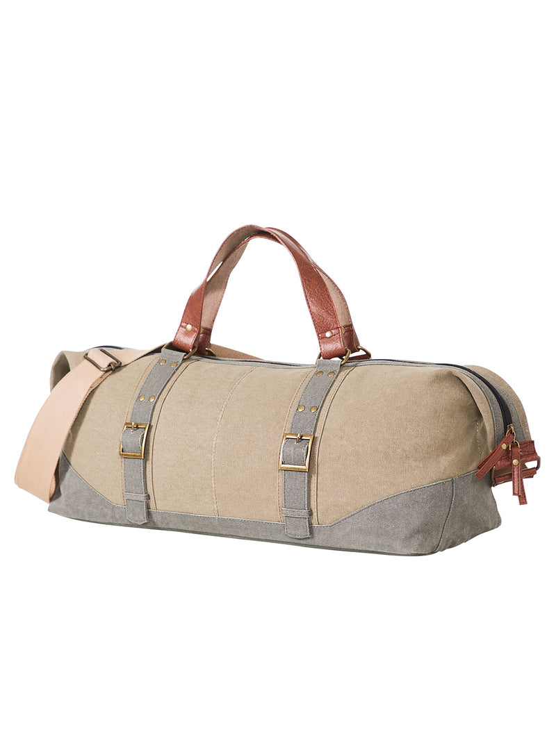 Mona B Stone 100% Cotton Canvas Duffel Gym Travel and Sports Bag with Stylish Design for Men and Women