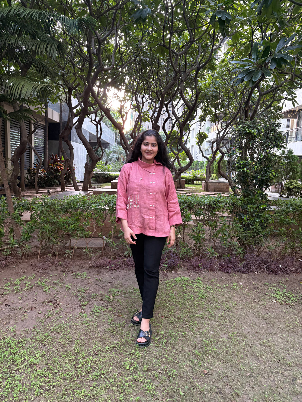 Pink Pearl Linen Shirt