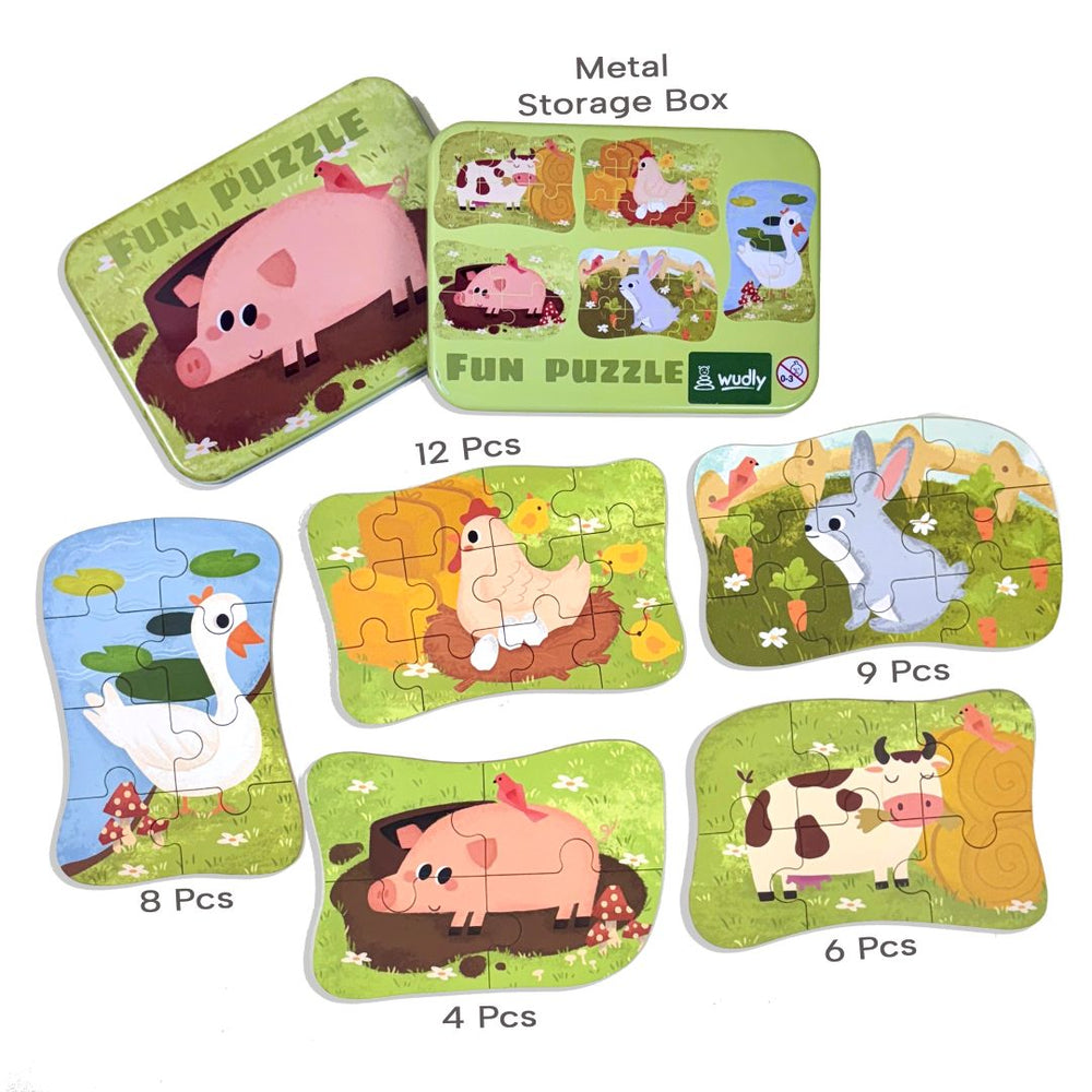 Wudly Wooden Progressive Puzzle Metal Box Land creature-2(PIGGY)