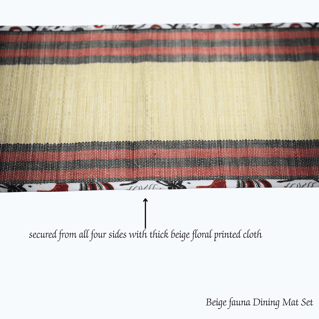 After Wait | Bamboo Table Runner with Placemat - Rustic Elephant Border