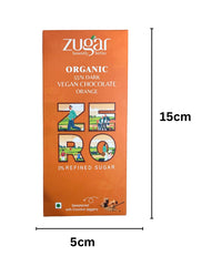 Zugar Vegan Orange Dark Chocolate | 55% Cacao, No Refined Sugar | 45g