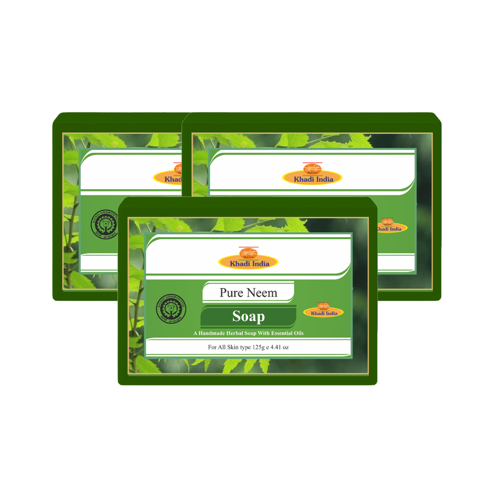 Khadi Care Herbal Pure Neem Soap - Pack of 3 125 gm  each