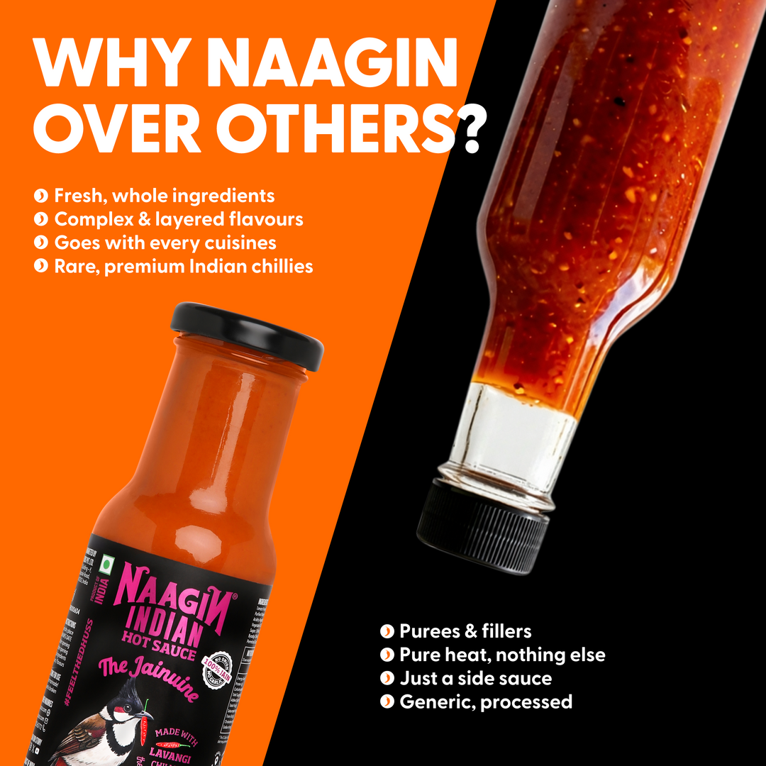 Naagin The Jainuine Hot Sauce - No onion No garlic, Jain Friendly