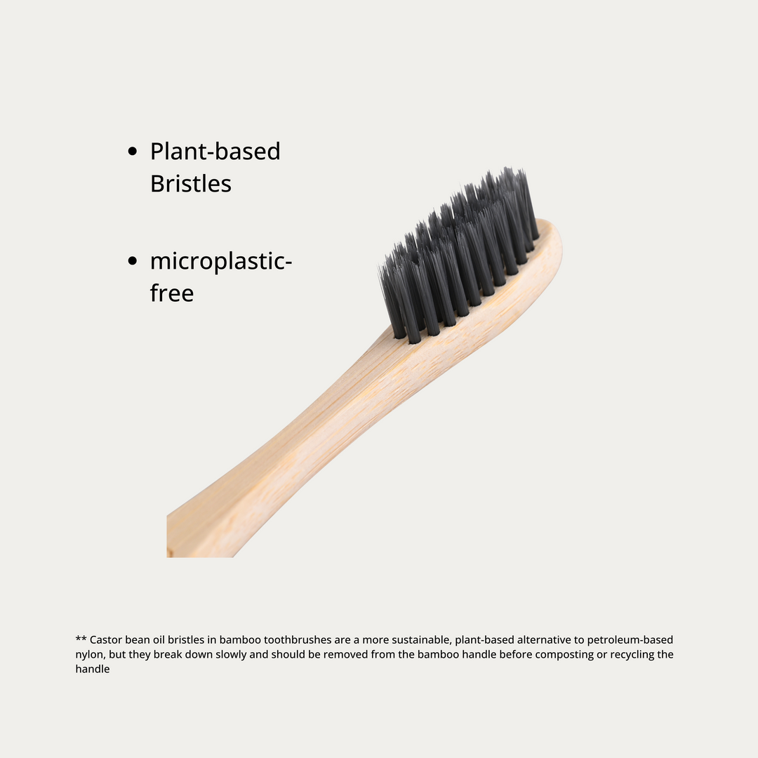 OIKO Bamboo Toothbrush with charcoal Bristles Adults pack of 4