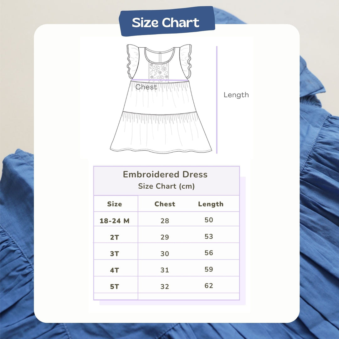 Ola! Otter Flutter Sleeve Embroidered Dress