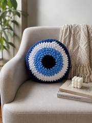 Ishmades Crochet Evil Eye Cushion