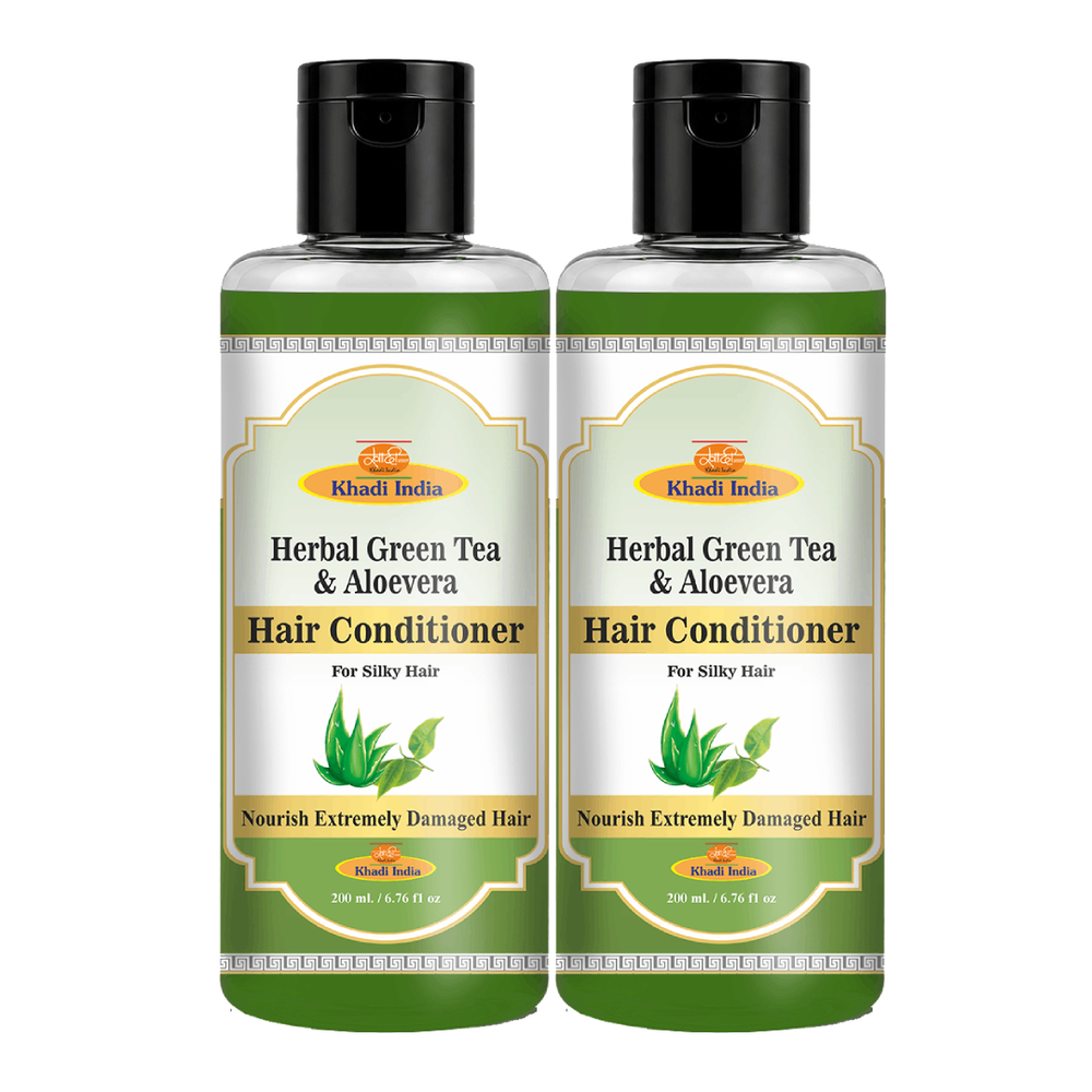 Khadi Care Herbal Green Tea & Aloevera Hair Conditioner - Pack Oaf 2 Each 210 ml